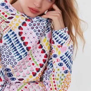 Champion x Susan Alexandra Long Sleeve Cropped Printed Crew Neck Sweatshirt S